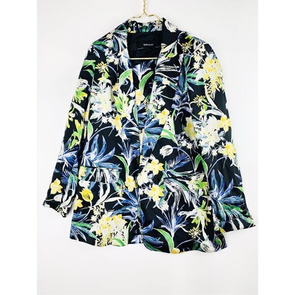 Zara Basic Women's Floral Satin Open Front Blazer Jacket Multicolor - Picture 1 of 3
